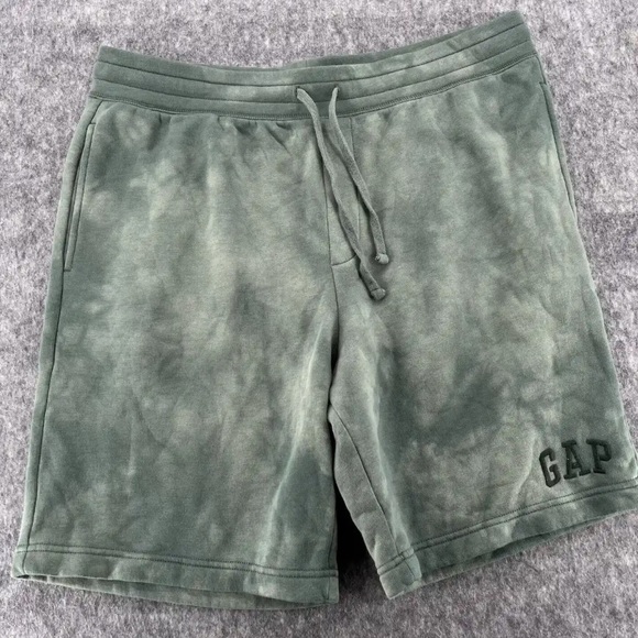 GAP Mens Green Tie Dye Logo Fleece Shorts and Sweatshirt Set in Medium - Picture 3 of 7